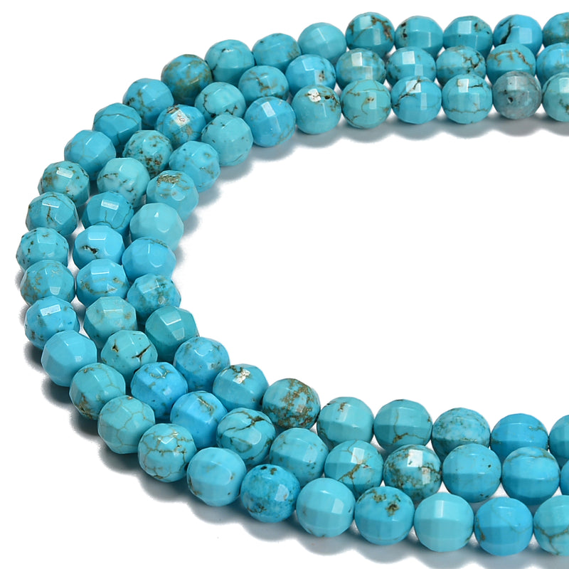 Blue Turquoise Faceted Pumpkin Beads Size 6mm 8mm 15.5'' Strand
