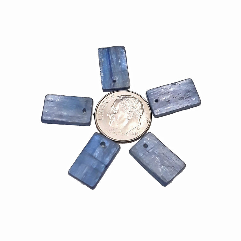 natural kyanite small flat rectangle pendant charm bead