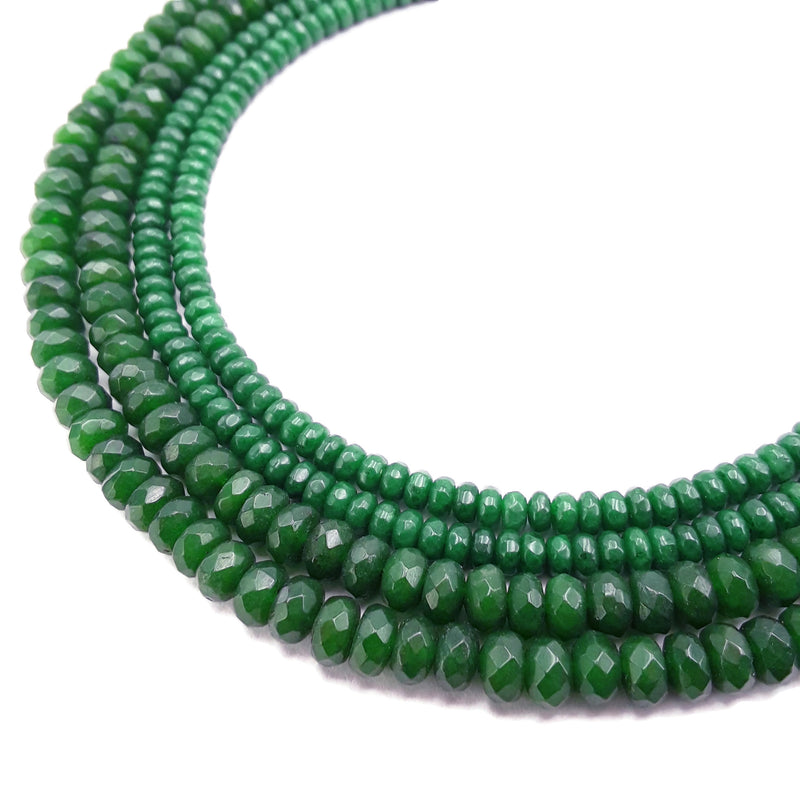 dark green dyed jade faceted rondelle beads 