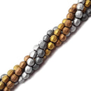 Gray/Gold/Silver/Copper Hematite Matte Faceted Round Beads 6mm 15.5" Strand