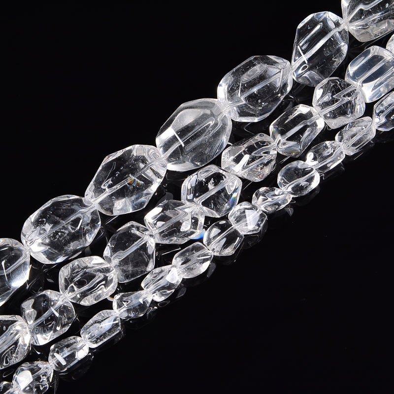Clear Quartz Faceted Nugget Chunk Beads Size 8x12mm 20x25mm 15.5'' Strand