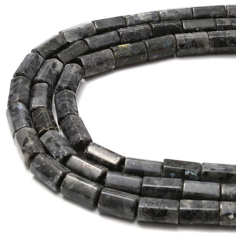 Larvikite Labradorite Faceted Cylinder Tube Beads Size 10x14mm 15.5'' Strand