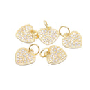 Gold Plated Sterling Silver Heart Shape Charm with CZ Size 9.5×10mm 3 PCS in Bag