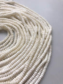 white bamboo coral smooth rondelle discs beads 