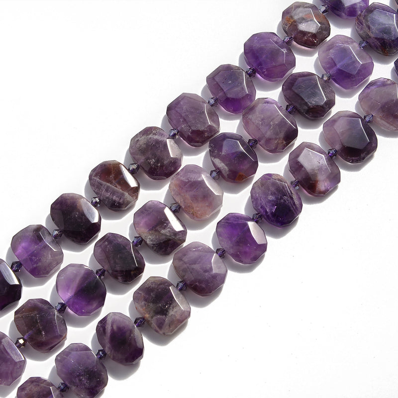 Amethyst Rectangle Slice Faceted Octagon Beads Approx 15x20mm 15.5" Strand