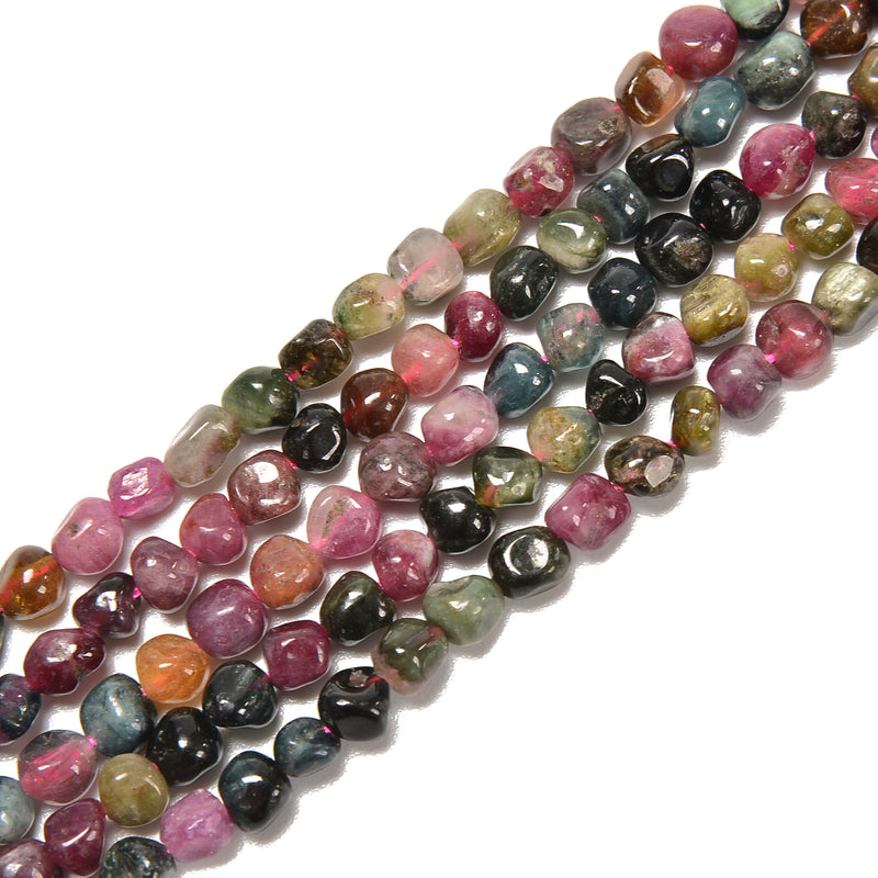 Natural Genuine Multi Color Tourmaline Nugget Beads Size 4-6mm 15.5" Strand
