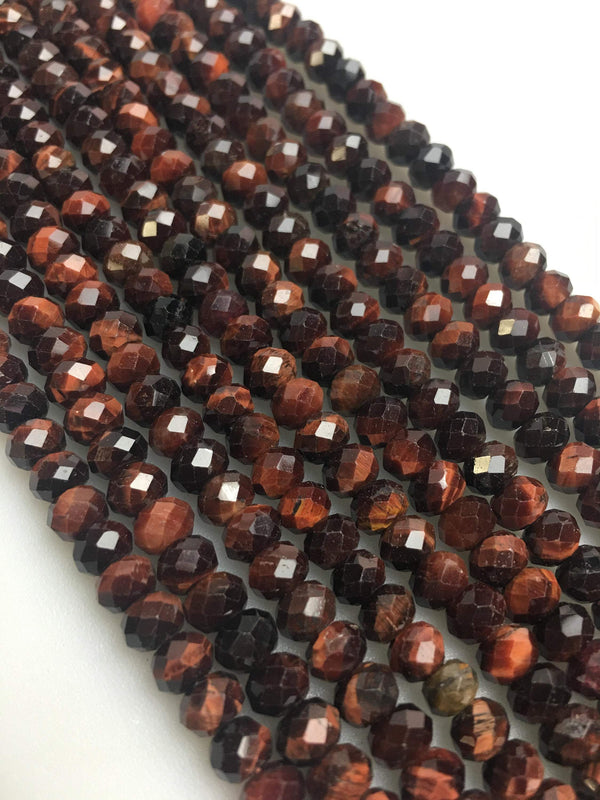 natural red Tiger's eye faceted rondelle 