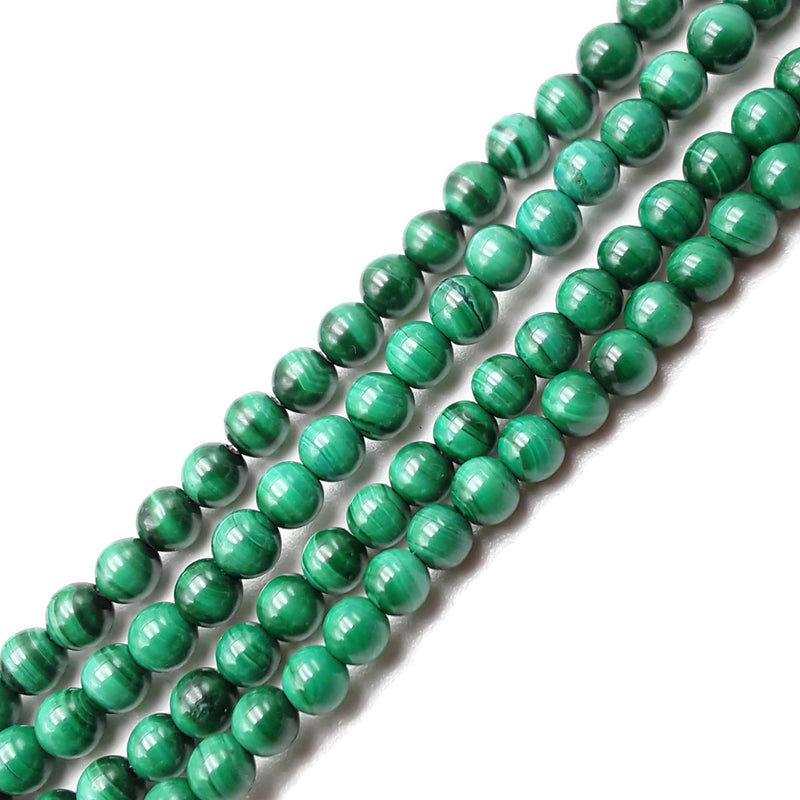 Natural Green Malachite Smooth Round Beads Size 4-5mm 15.5'' Strand
