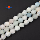 2.0mm Large Hole Aquamarine Faceted Star Cut Beads Size 8mm 8'' Strand