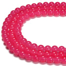 Fuchsia Pink Crystal Glass Smooth Round Beads Size 6mm 8mm 10mm 15.5" Strand