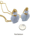 Blue Lace Agate Essential Oil Necklace Flat Round Perfume Bottle & Silver Chain