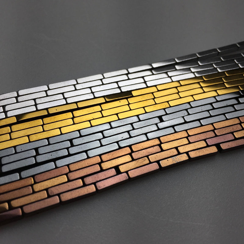 gold copper silver gray hematite rectangle tube beads 