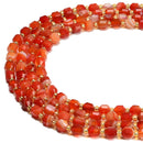 Red Stripe Agate Prism Cut Double Point Faceted Round Beads 5mm 15.5'' Strand