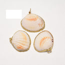 Gold Plated Edge Sea Shell Pendant Approx 30x35mm Sold Per Piece
