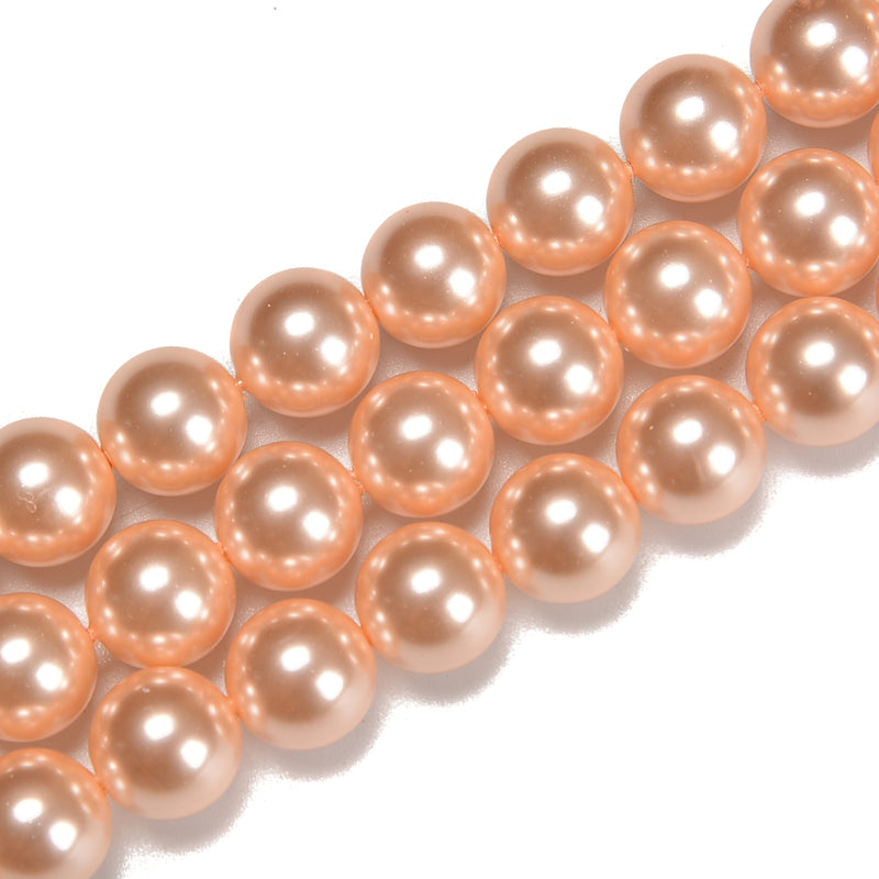 Peach Shell Pearl Smooth Round Beads 4mm 6mm 8mm 10mm 15.5" Strand