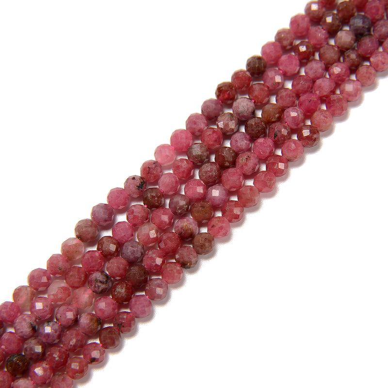 Natural Thulite Faceted Round Beads Size 2mm 3mm 4mm 6mm 15.5'' Strand