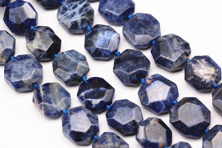 natural sodalite faceted flat hexagonal beads