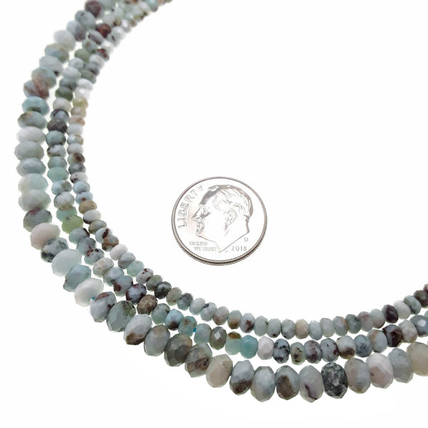 natural larimar irregular faceted rondelle beads 