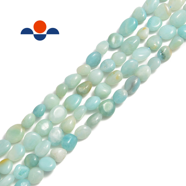 blue green amazonite smooth pebble nugget beads 