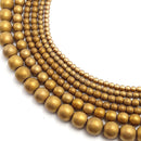 gold hematite matte round beads