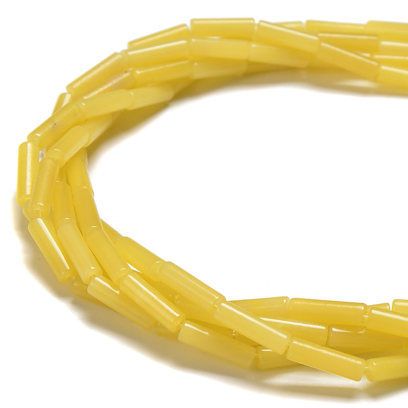 Natural Lemon Jade Cylinder Tube Beads Size 4x13mm 15.5'' Strand