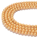 Gold Fresh Water Akoya Pearl Round Beads Size 6-7mm 7-8mm 15.5'' Strand