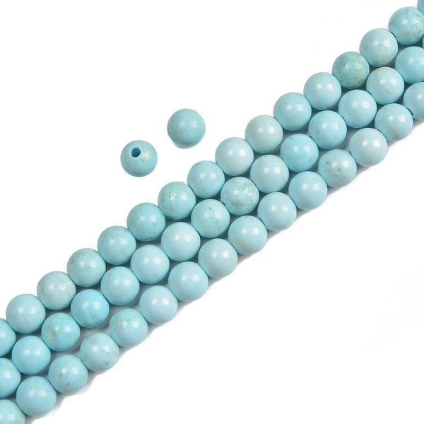 2.0mm Large Hole Light Blue Turquoise Smooth Round Size 6mm 8mm 15.5'' Strand