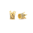 Black Cubic Zirconia Micro Pave King Crown Charm Beads Size 8x12mm 5PCS/Bag