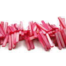 Pink MOP Shell Slab Slice Stick Points Beads Approx 3x32mm 15.5" Strand