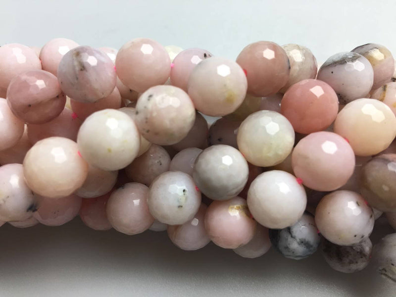 natural pink opal faceted round beads