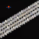 Clear AB Crystal Glass Faceted Star Cut Round Beads Size 6mm 13" Strand