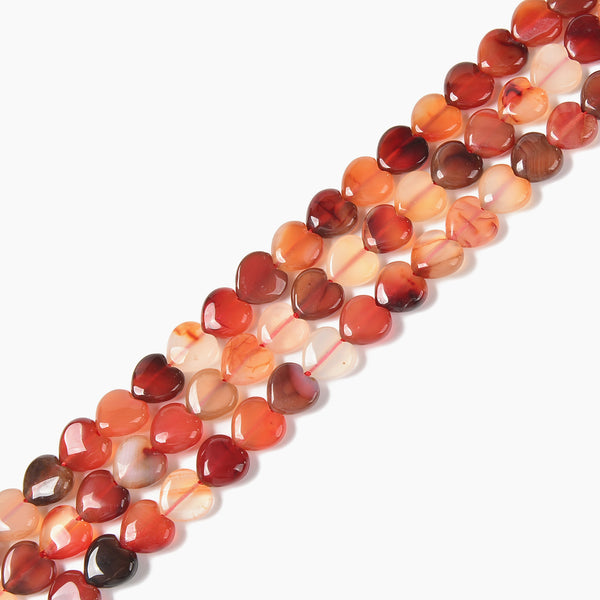Natural Carnelian Smooth Heart Shape Beads Size 10mm 12mm 15.5'' Strand