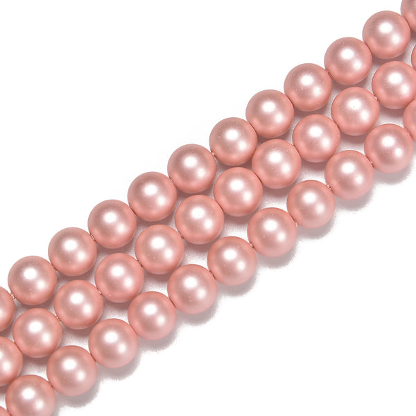 Pink Shell Pearl Matte Round Beads Size 6mm 8mm 10mm 15.5'' Strand