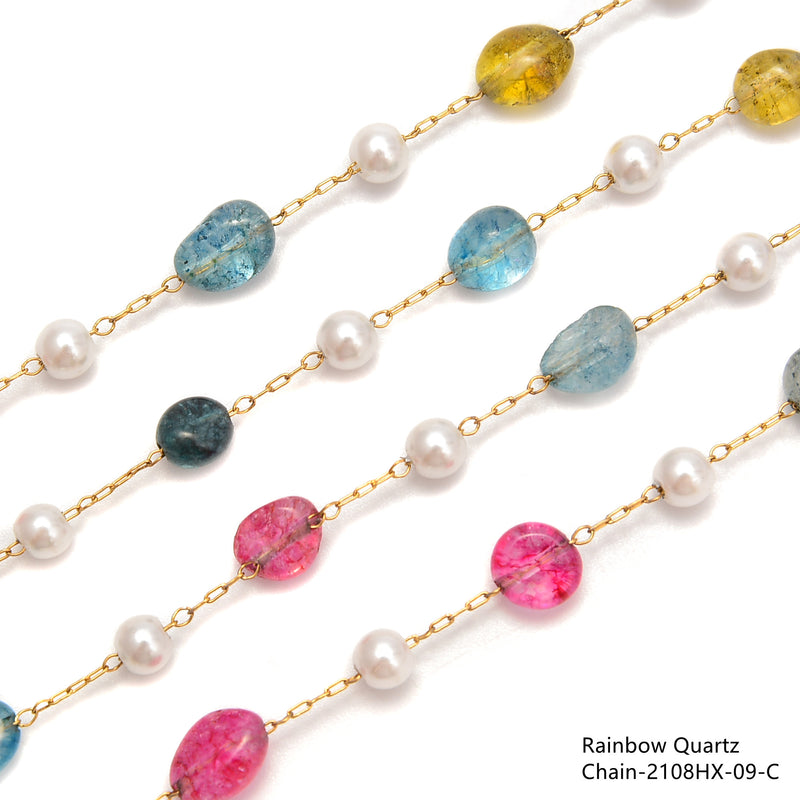 6-8mm Pebble Nugget Beads Multi Gemstone Chain Sold One Meter Per Bag