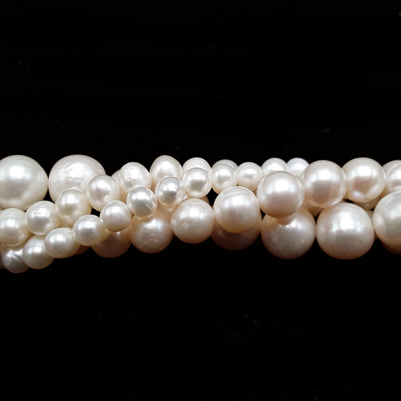 Fresh Water Pearl White Off Round Potato Beads 5mm 6mm 7mm 8mm 10mm 15.5" Strand