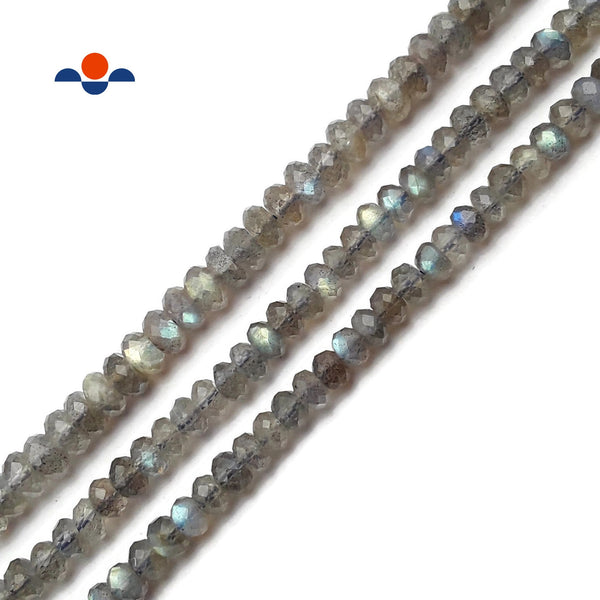 High Quality Labradorite Faceted Rondelle 4x6mm 5x8mm 15.5" Strand