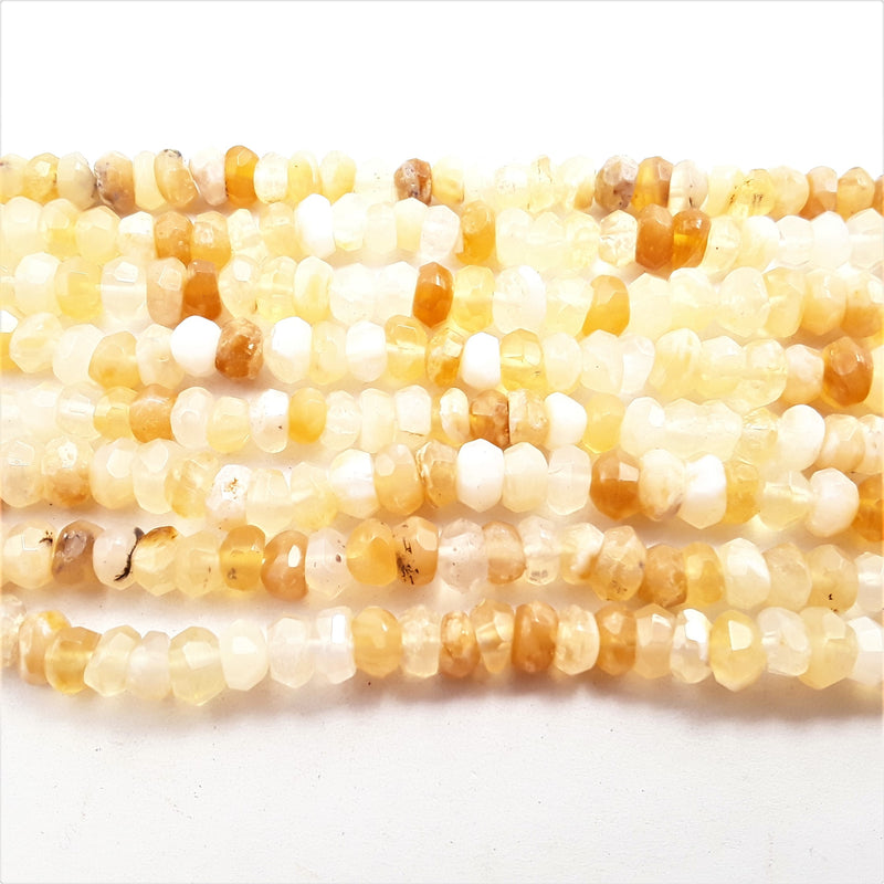 yellow opal faceted irregular rondelle beads