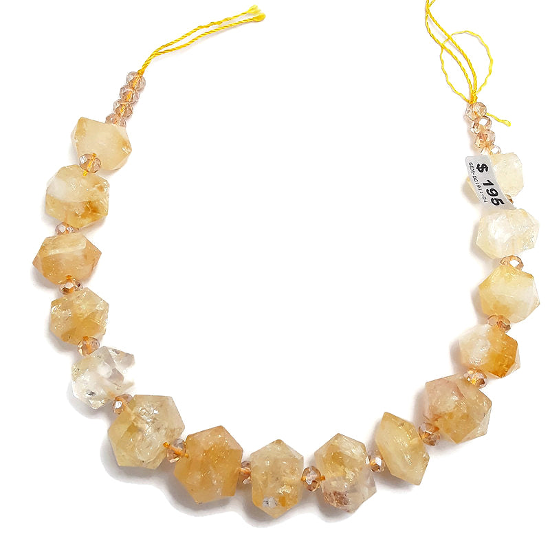 citrine graduated short fat faceted points beads 