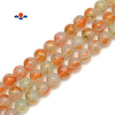 Orange Splash Glass Beads Smooth Round Beads Size 14mm 15.5" Strand
