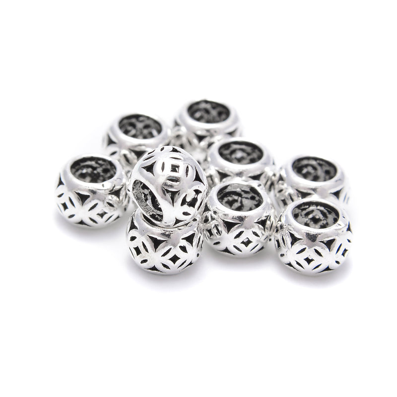 925 Sterling Silver Large Hole Spacer Beads Size 5x7mm Sold 6Pcs Per B –  CRC Beads