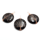 black onyx tree pendant copper wire wrap round