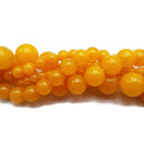 Amber Yellow Dyed Jade Smooth Round Beads 4mm 6mm 8mm 10mm 12mm 15.5" Strand