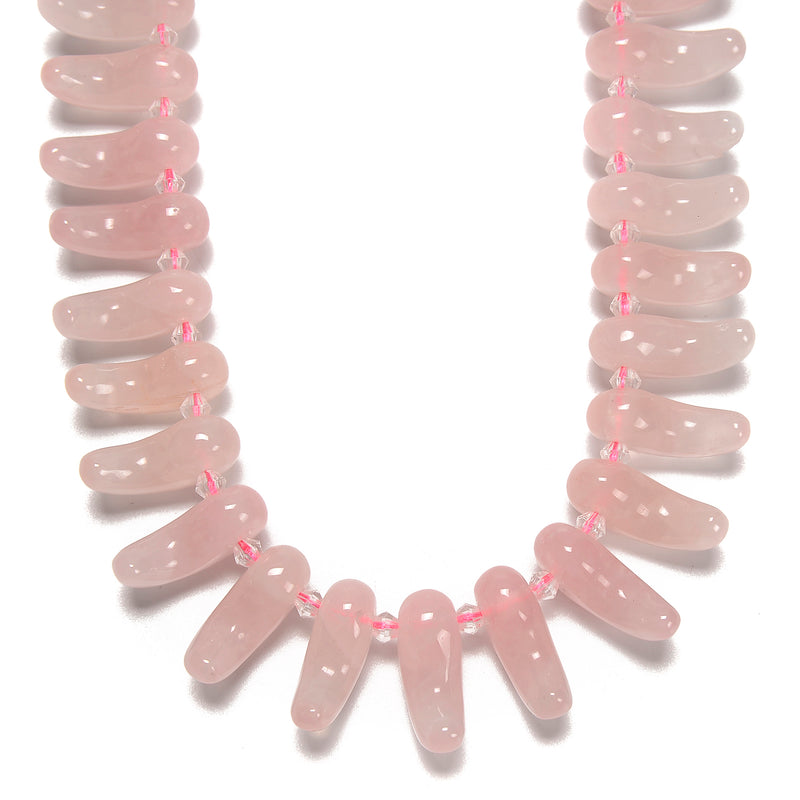 Rose Quartz Magatama Comma Beads Size 14x25mm 15.5'' Strand