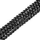 Natural Black Tourmaline Faceted Coin Beads Size 8mm 15.5'' Strand