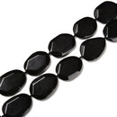 Natural Black Obsidian Faceted Oval Beads Size 30x45mm 15.5'' Strand