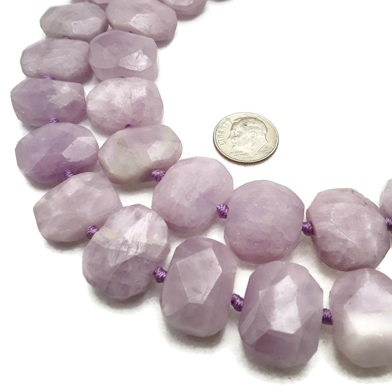 Natural Kunzite Rectangle Slice Faceted Octagon Beads Approx 15x20mm 15.5"  Strand