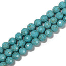 Blue Howlite Turquoise Faceted Round Beads Size 6mm 8mm 12mm 14mm 15.5'' Strand