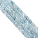 natural aquamarine faceted round beads