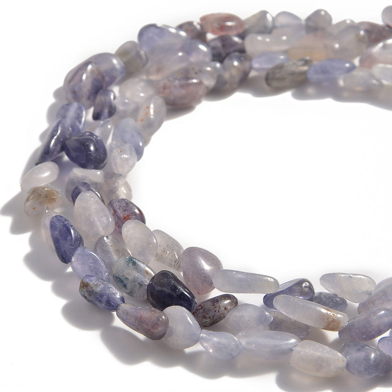 natural iolite side drill pebble nugget beads