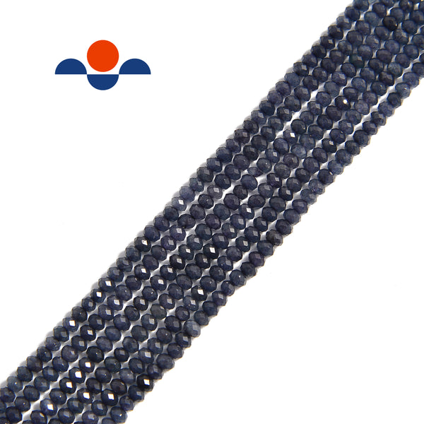 sapphire blue dyed jade hard cut faceted rondelle beads 